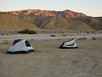 Camp just before sunrise