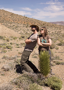 Cindy Looy poses with graduate student Jeff Benca in Death Valley, Ca.