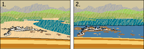 Skeleton is buried by sediments
