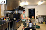 Stephanie Stuart and Emma Thompson in the Sagehen kitchen