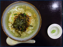 Jann's dinner of ocha-zuke, a green tea and rice soup