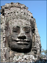 A carved face at Angkor Wat