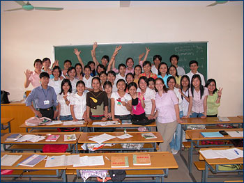 An English class at Vinh University in central Vietnam