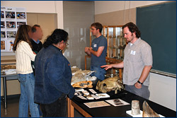Nick Pyenson and Randy Irmis talk to Cal Day visitors about the wealth of fossils excavated at Sharktooth Hill