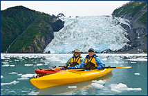 Judy and Sue kayaking at Coxe Glacier, AK
