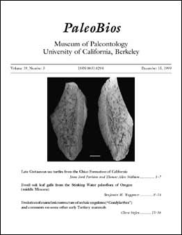 December 1999 PaleoBios cover