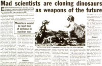 Cloning dinosaurs tabloid headline