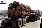 Lumber-laden truck rolls through Quincy